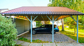 Двухскатный навес для автомобиля 12*4*2,5 м профнастил